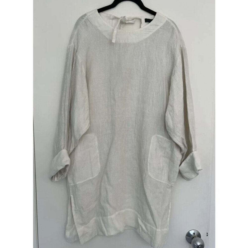 Creatures of Comfort Womens Cream Ivory Linen Dress Slits OS